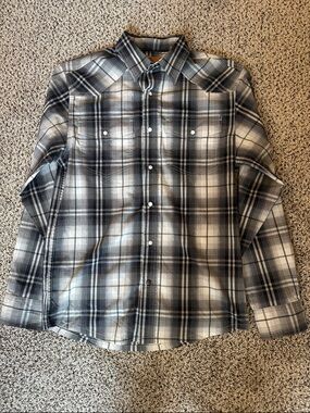 RedHead Men's Black and White Plaid Button-Down Shirt